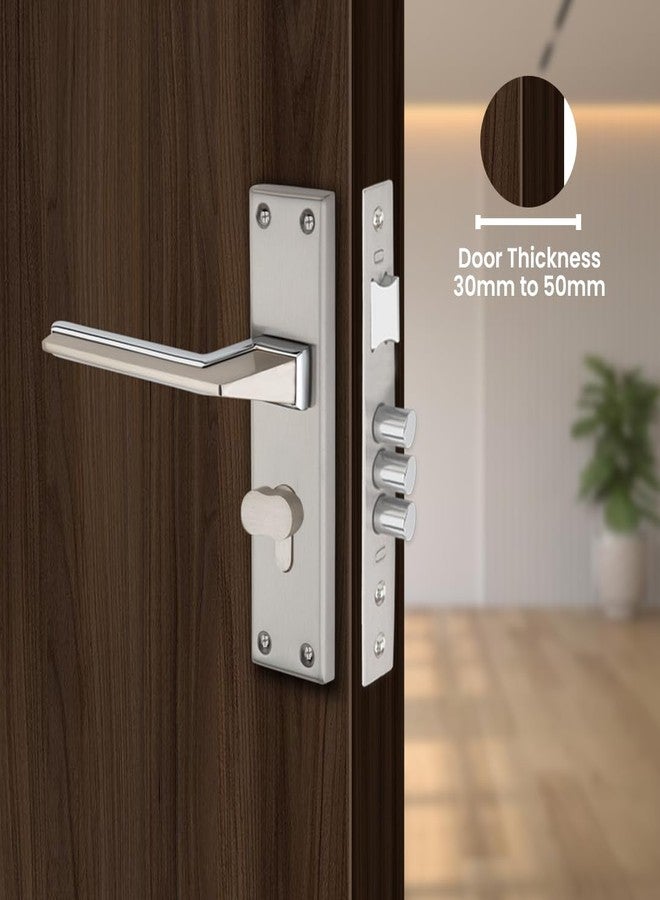 Link Slava Mortise Lock |for Main & Internal Door for Main & Internal Door in Home/Office/Hotel | 8 Inches Heavy Duty Handle Set with One Side Key Access, 3 Keys |SS Finish|2 Years Warranty - Image 2